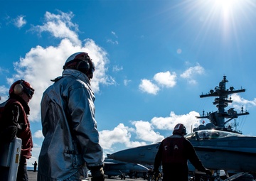 GHWB is the flagship of Carrier Strike Group (CSG) 2, which is comprised of the staff of CSG-2; GHWB; the nine squadrons and staff of Carrier Air Wing (CVW) 8; Destroyer Squadron (DESRON) 22 staff and guided-missile destroyers USS Laboon (DDG 58) and US..