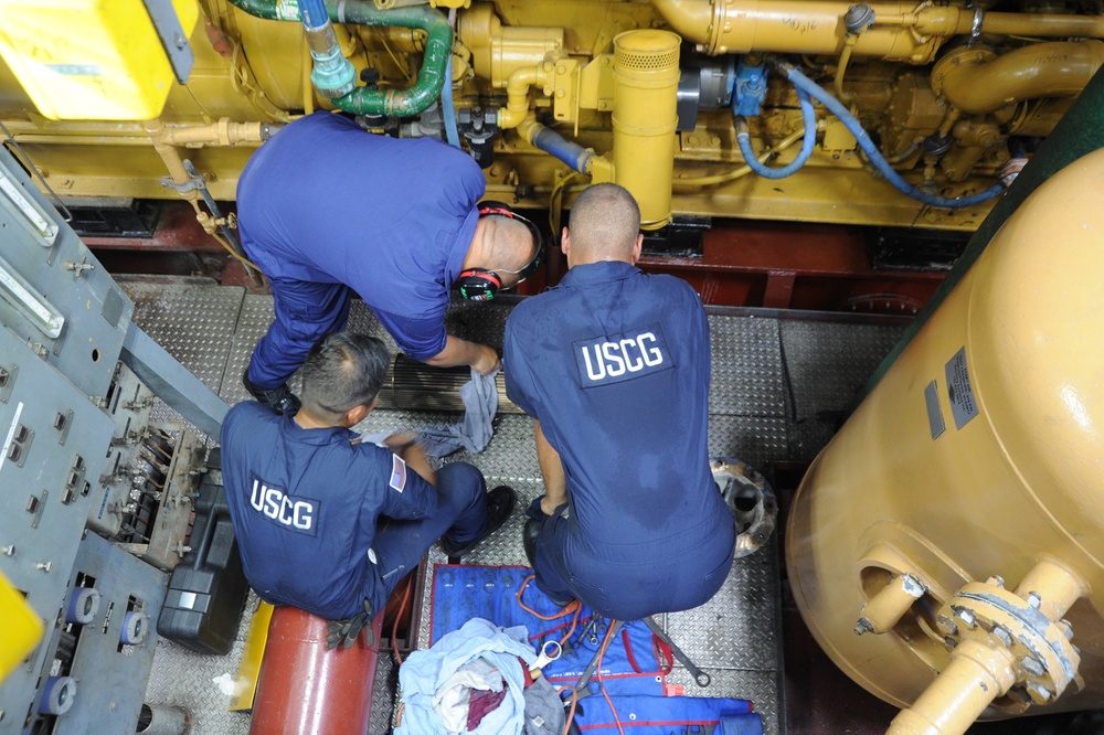 USCG Engineers Conducts Engine Repairs