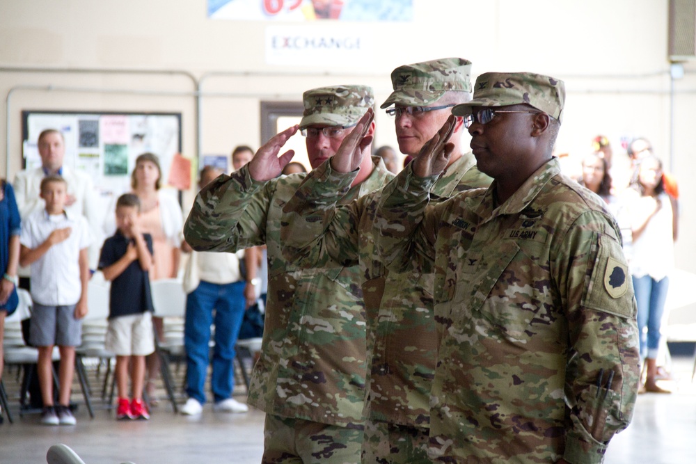Command Team Salutes During Change of Command