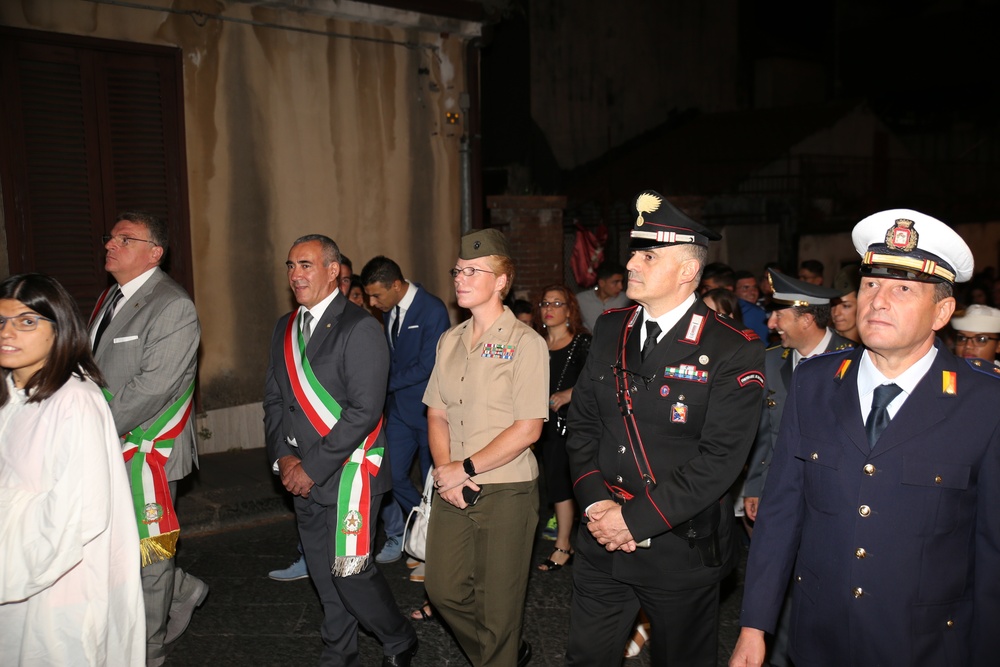 SPMAGTF-CR-AF LCE Marines and Sailors join Italians in Saint Anthony of Padua patron saint festival.