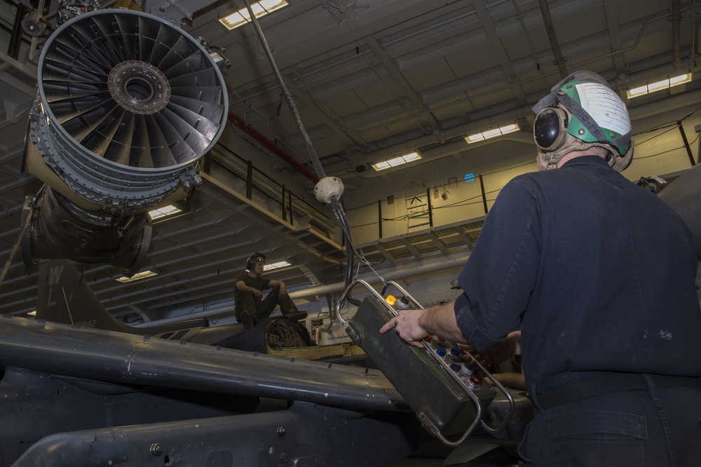 VMA 311 Marines Perform Maintenance on an AV-8B Harrier