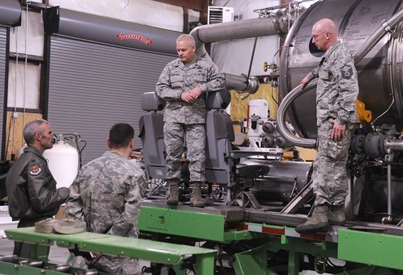 22nd AF commander, command chief visit 302nd AW