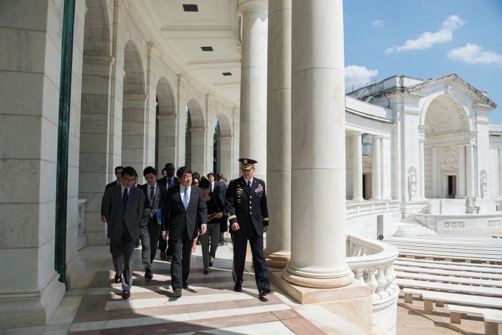 His Excellency Tarō Kōno, Foreign Minister of Japan, and His Excellency Itsunori Onodera, Japanese Minister of Defense Participate in an Armed Forces Full Honors Wreath-Laying Ceremony at Arlington National Cemetery
