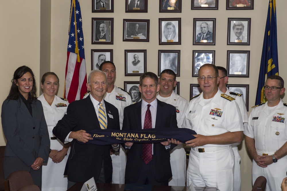 Flag for USS Montana Presented During Montana Navy Week