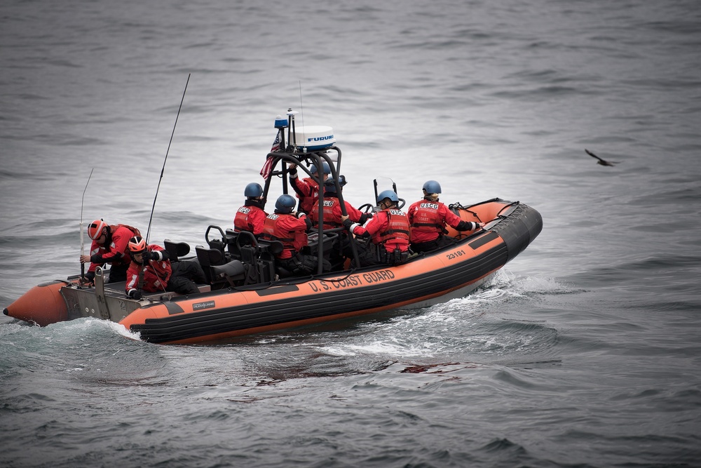 U.S. Coast Guard Cutter Douglas Munro small boat crew supports Operation North Pacific Guard