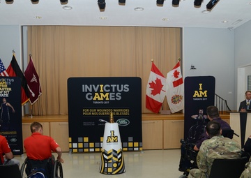 Former Landstuhl Regional Medical Center patients light Invictus Games torch before competition in Canada, thank medical team