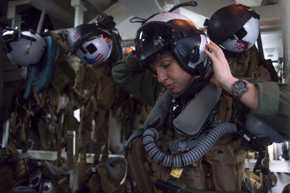 VMA-311 &quot;Tomcats&quot; Pilots prepare for flight ops aboard USS Bonhomme Richard (LHD 6)