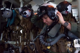 VMA-311 "Tomcats" Pilots prepare for flight ops aboard USS Bonhomme Richard (LHD 6)