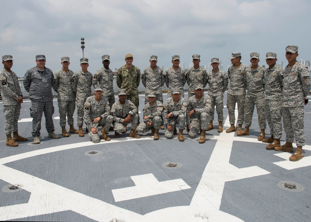 SPS 17 Sailors Host Colombian Navy Sailors for USNS Spearhead Tour