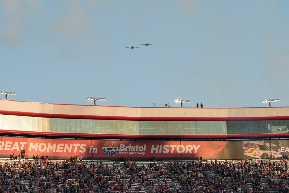 A-10s scream over Bristol Motor Speedway