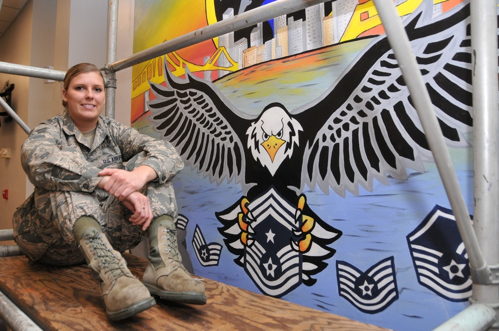 Airman Stapf Brightens DFAC with Mural