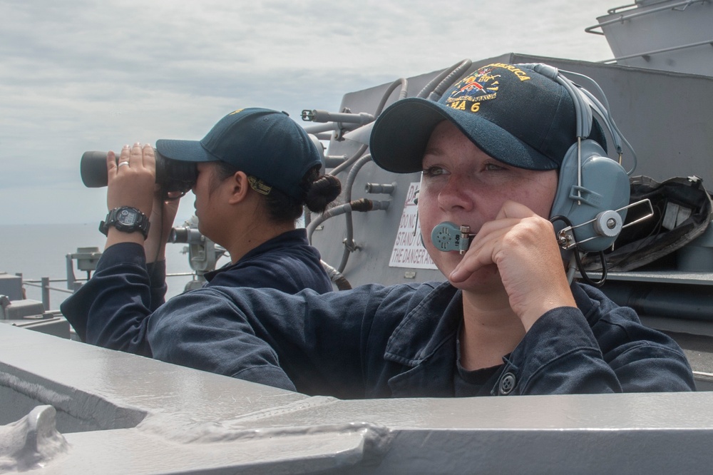 USS America Sailors pstand watch