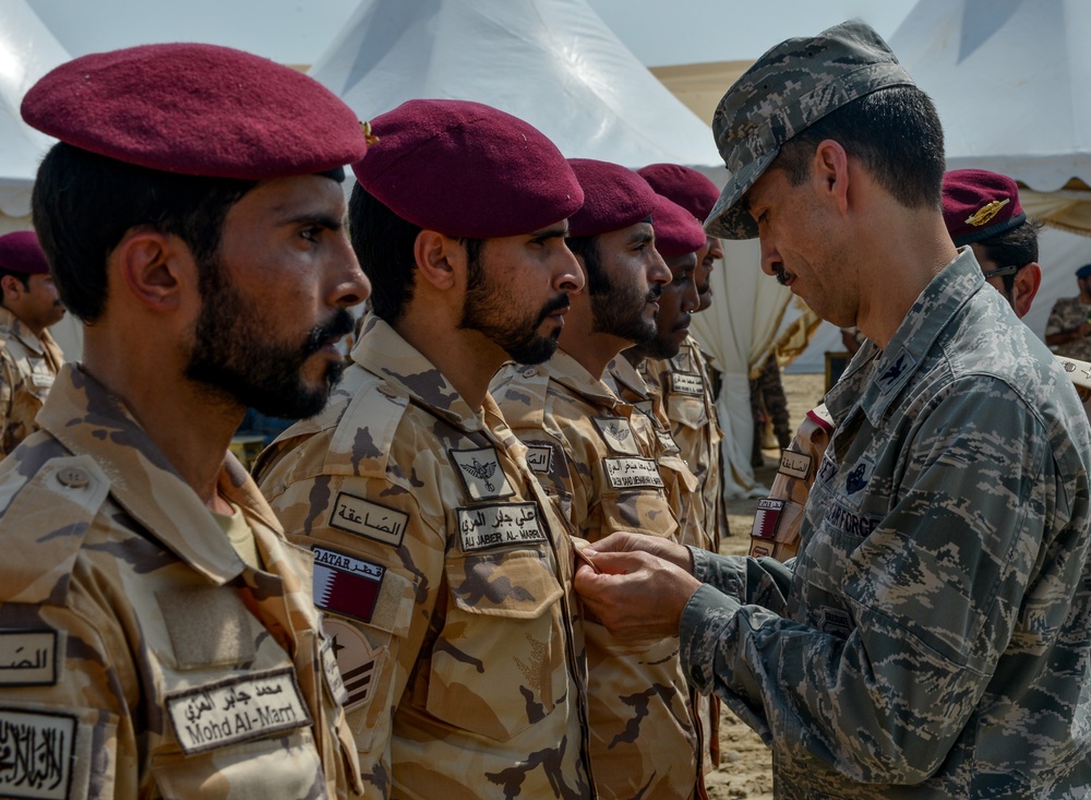 U.S, Qatari Armed Forces conduct Friendship Jump, Wing Exchange