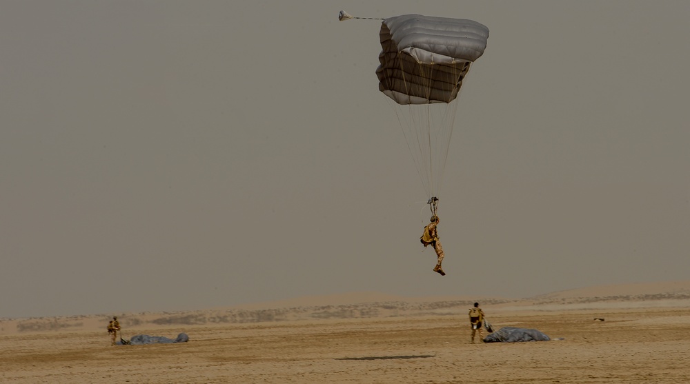 U.S, Qatari Armed Forces conduct Friendship Jump, Wing Exchange