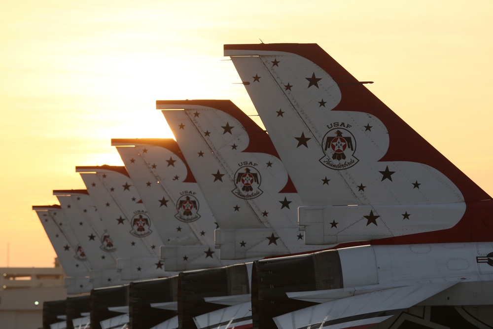 The USAF Thunderbirds at sunrise