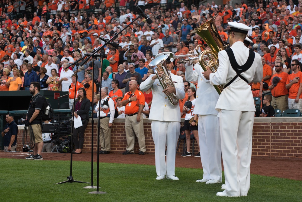 Navy Band Brass Quartet anthem at Camden Yards