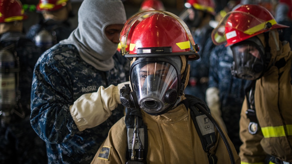 Stennis Sailors Participate in a General Quarters Drill