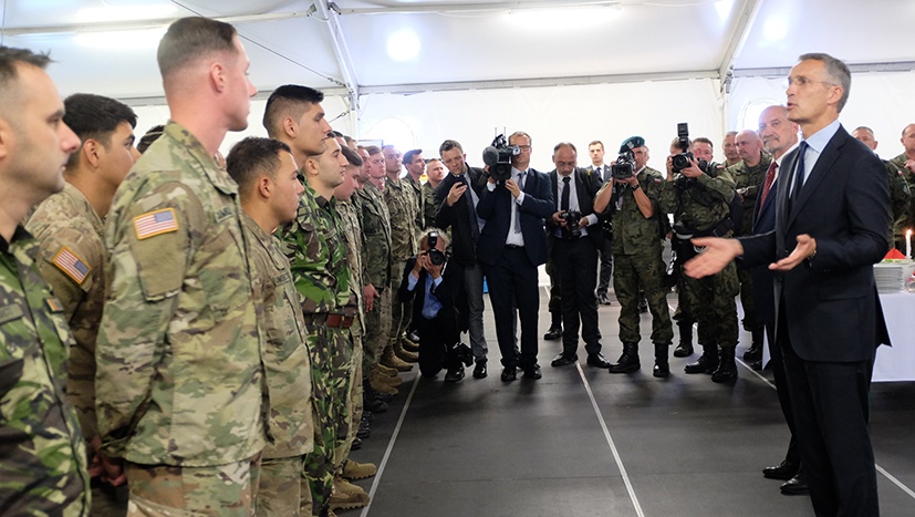 NATO Secretary General and Polish Minister of Defense visit Battle Group Poland