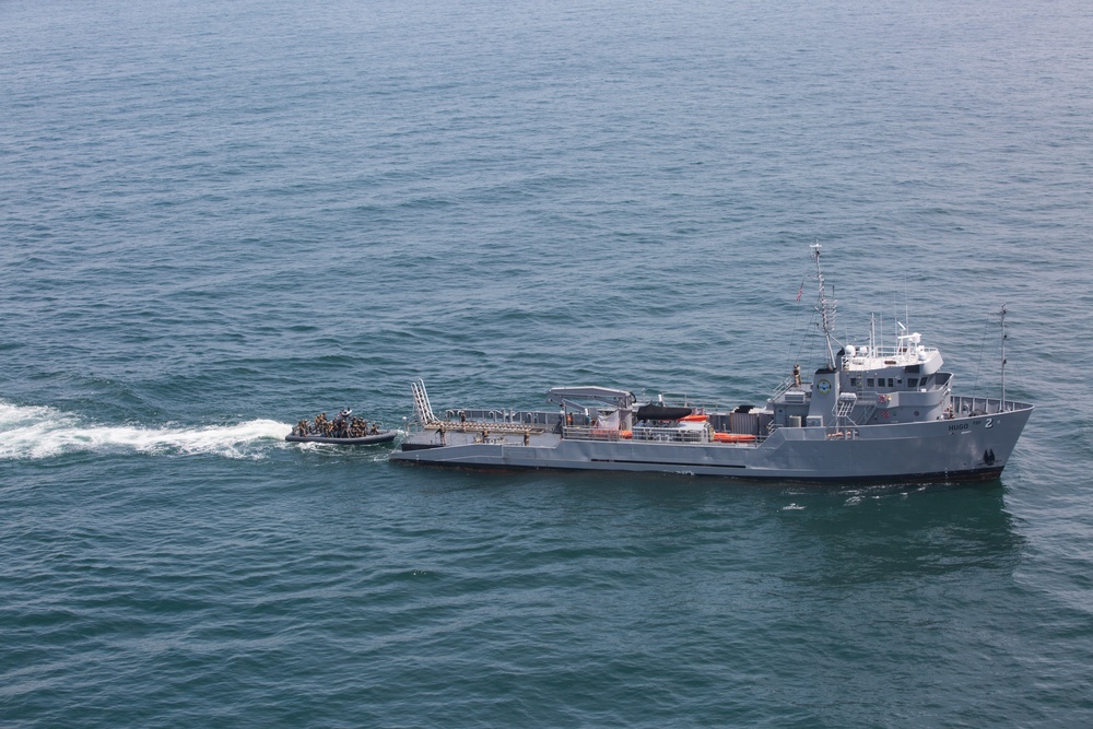 Guardian Angel: MRF provides security from an MH-60S Seahawk