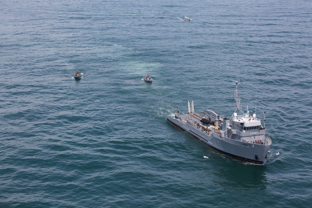Guardian Angel: MRF provides security from an MH-60S Seahawk