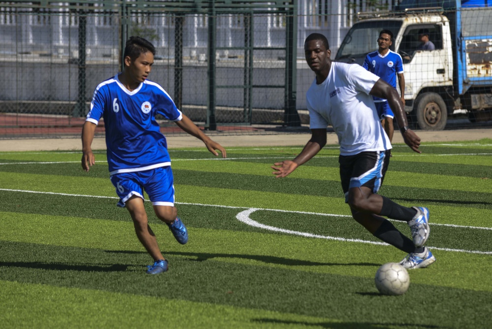 15th MEU, America ARG break out the cleats for friendly soccer game