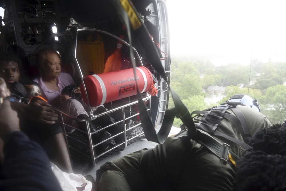 Coast Guard Air Station Houston crews conduct rescues during Hurricane Harvey
