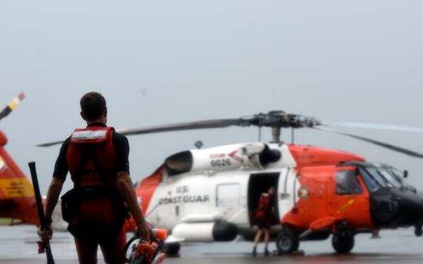 Coast Guard Air Station Houston crews conduct rescues during Hurricane Harvey