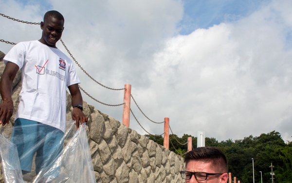 Single Marine Program volunteers cleanup Yuu Beach