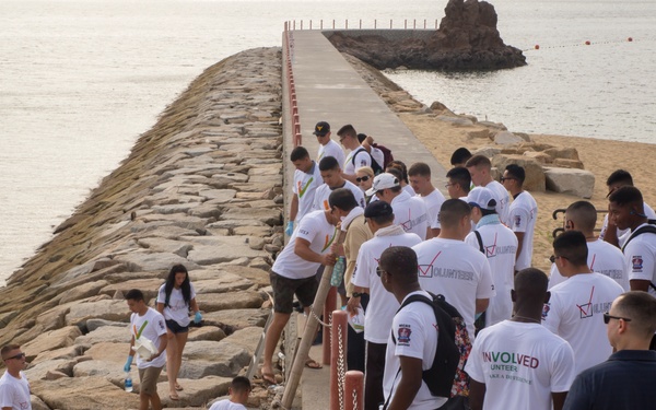 Single Marine Program volunteers cleanup Yuu Beach