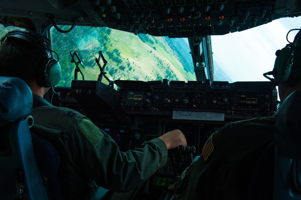 USAF-R C-17 Pilot Capt. Dustin Lientz navigates low-level-flight route