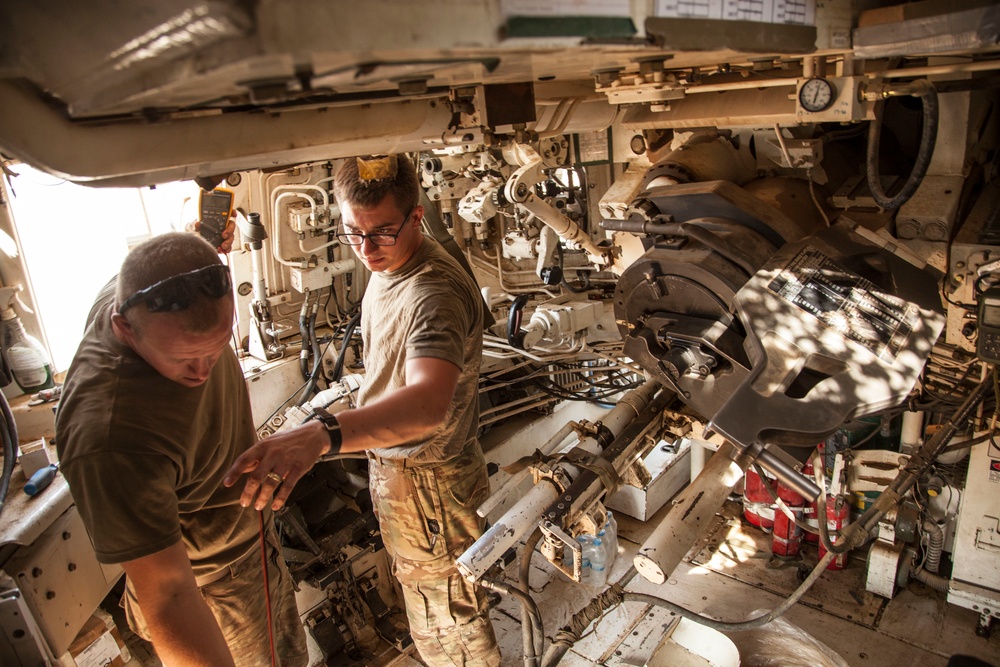 Coalition Forces Conduct Maintenance on Paladins