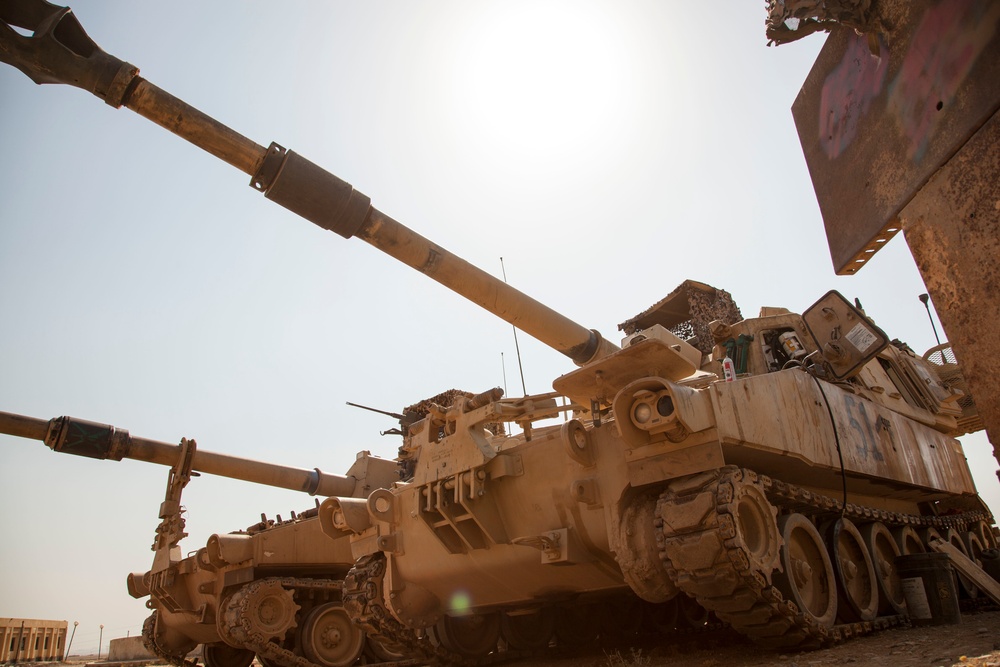 Coalition Forces Conduct Maintenance on Paladins