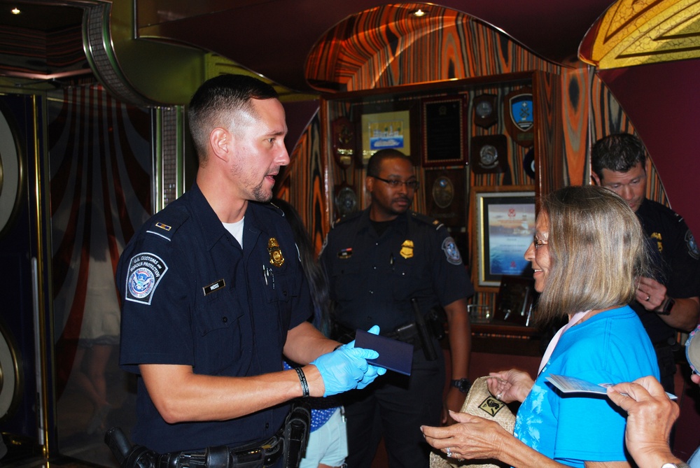 CBP Clears Arriving Passengers  after Cruise Ships were Diverted to Port of New Orleans Due to Hurricane Harvey