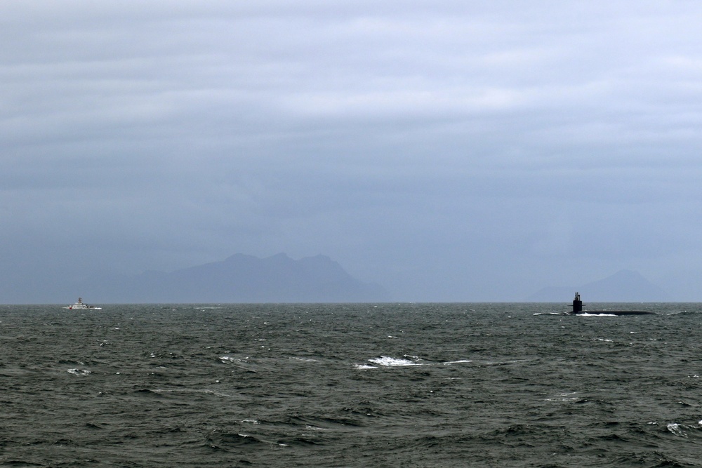 Coast Guard provides security escort for Navy ballistic-missile submarine near Unalaska, Alaska