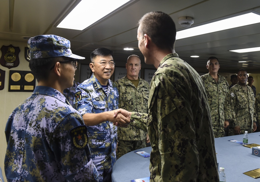 Medical personnel visit Chinese hospital ship