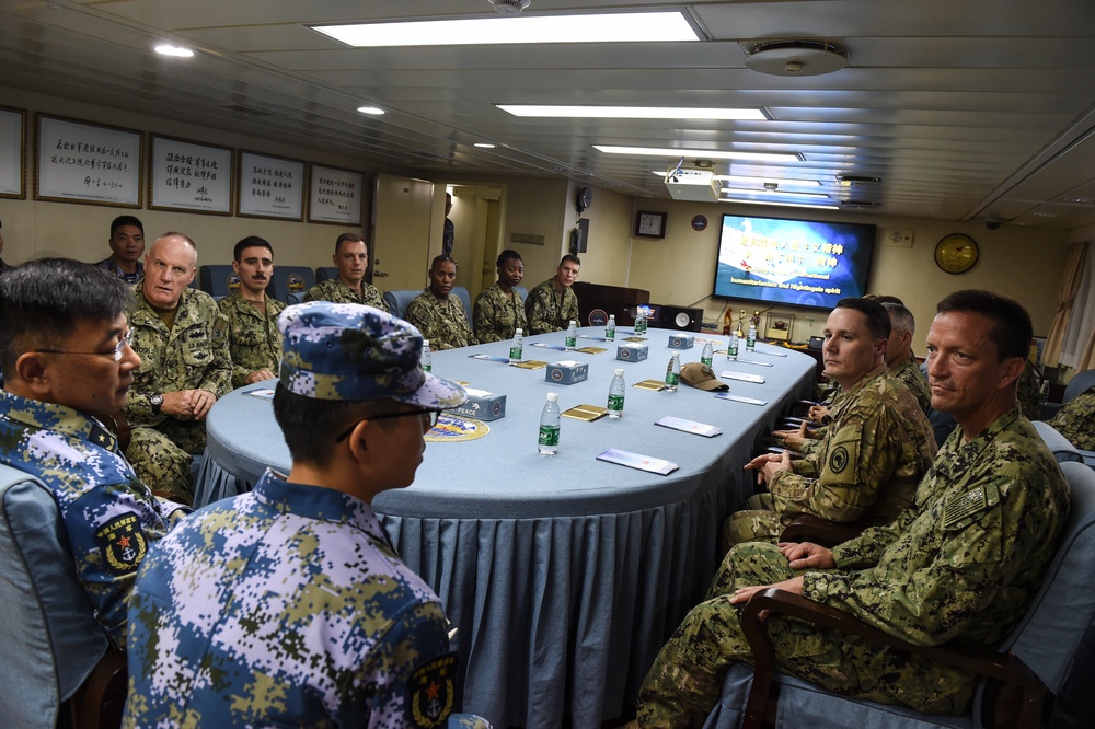 Medical personnel visit Chinese hospital ship