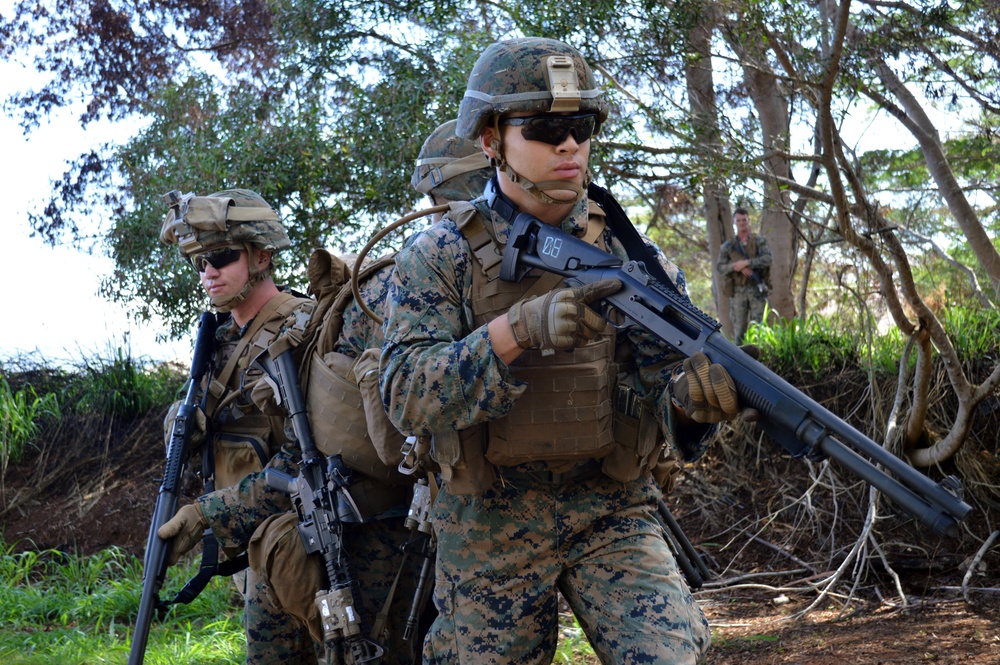 Combat Engineers, Marines breach doors with shotguns