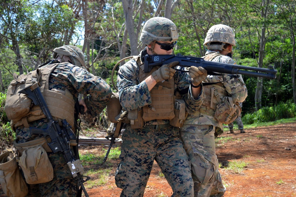 Combat Engineers, Marines breach doors with shotguns