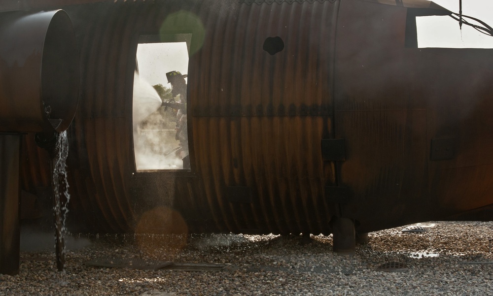 5th CES firefighters perform training exercise