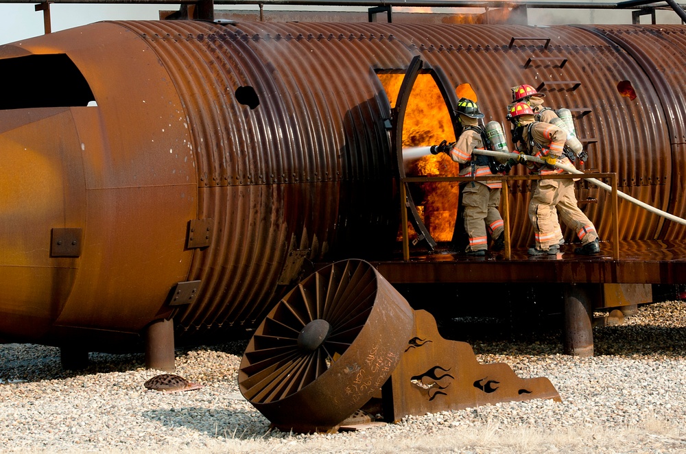 5th CES firefighters perform training exercise