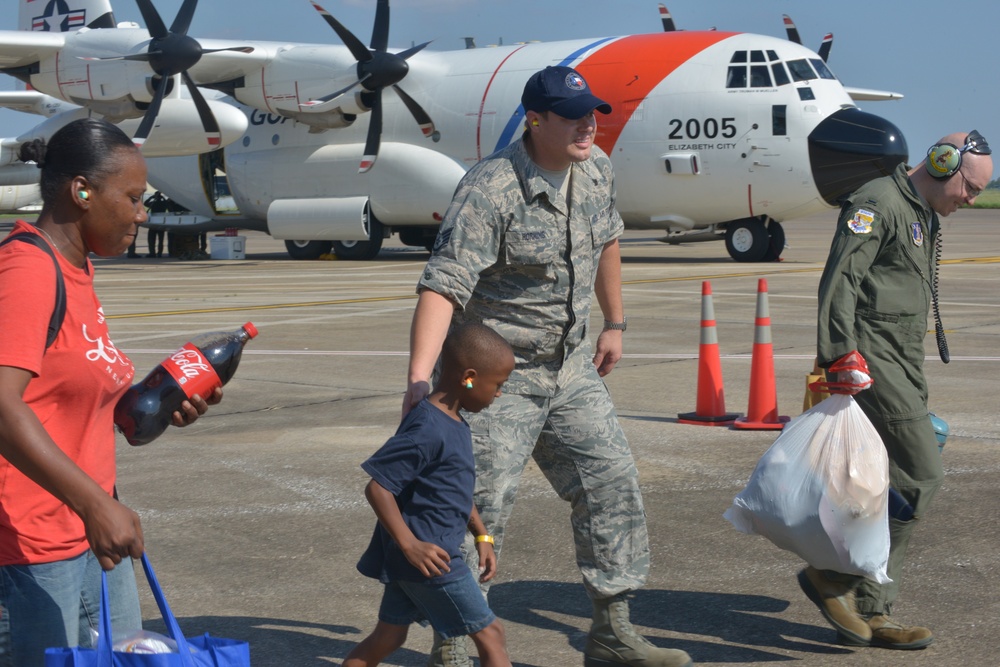 Coast Guard relocates Hurricane Harvey survivors in Beaumont, TX