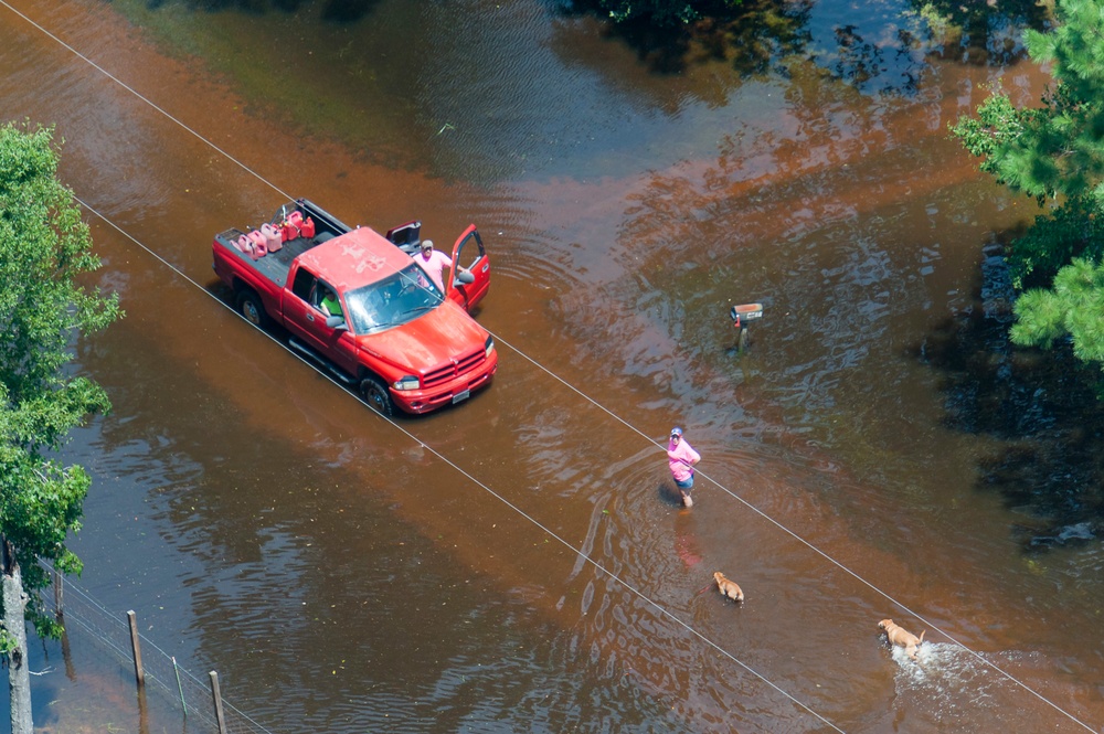 Hurricane Harvey flooding north of Beaumont, Texas