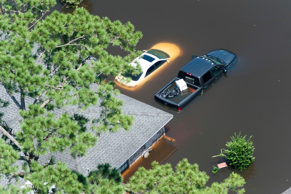 Hurricane Harvey flooding north of Beaumont, Texas