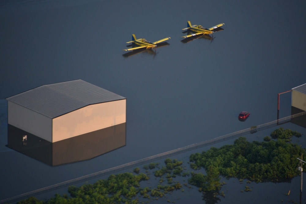 Coast Guard, Customs and Border Protection conduct flyovers in Beaumont, Texas