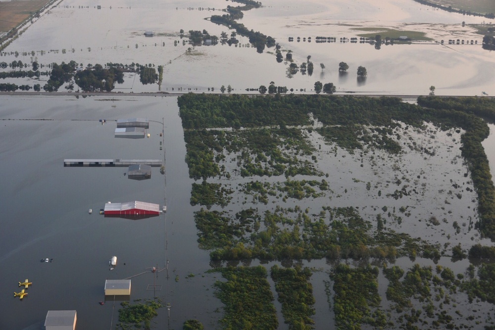 Coast Guard, Customs and Border Protection conduct flyovers in Beaumont, Texas