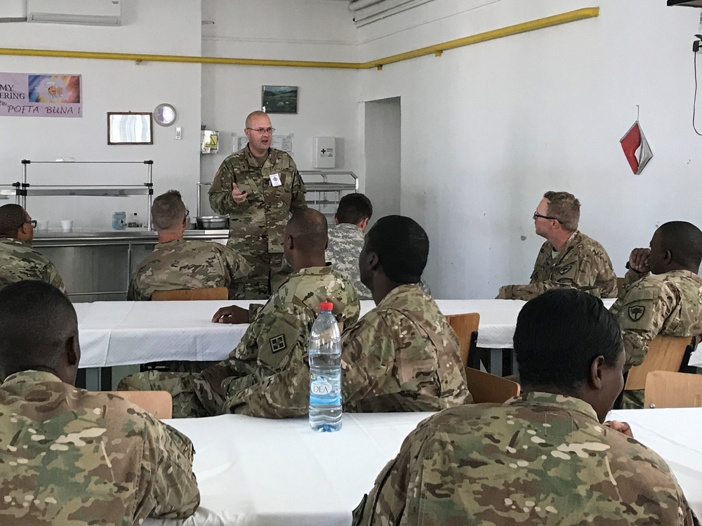 Chaplain Brown holds service at the Joint National Training Center