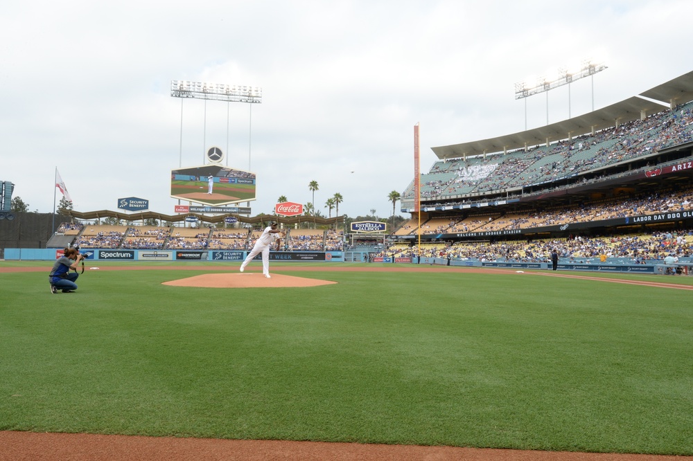 Dewey CO Throws First Pitch at LA Dodgers Game