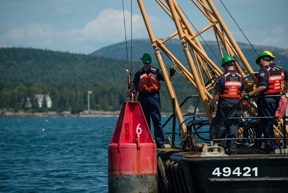 Coast Guard Aids to Navigation Team Southwest Harbor works off Maine coast