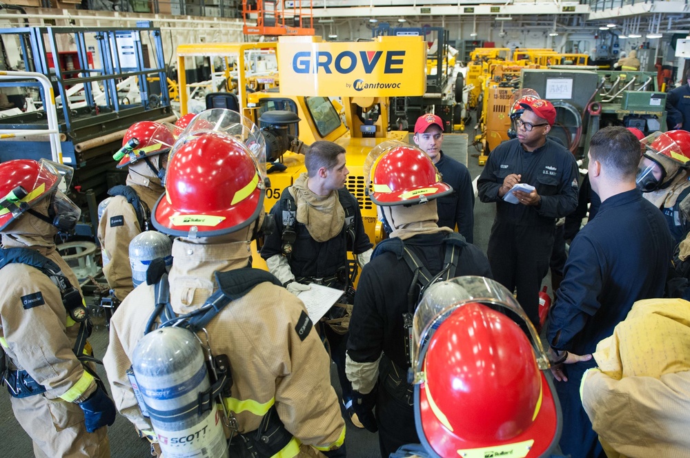 USS America Sailors conduct firefighting drill