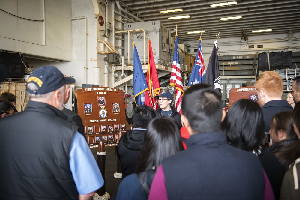Australian visitors tours USS Bonhomme Richard (LHD 6) in Melbourne, Australia